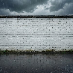 Rain-Soaked White Brick