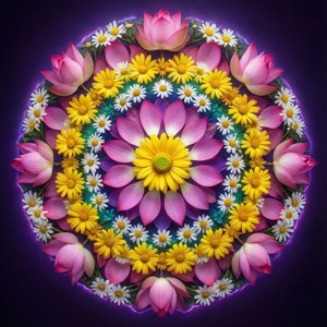 Rainbow Daisy Mandala