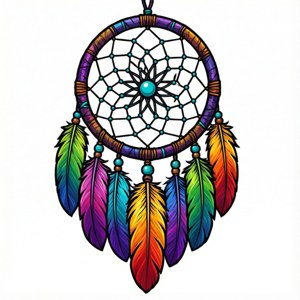 Rainbow Feather Dream Catcher