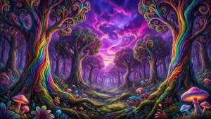 Rainbow Fractal Forest