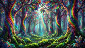 Rainbow Fractal Forest