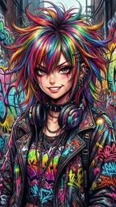 Rainbow Hair Street Punk