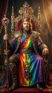 Rainbow King on Throne