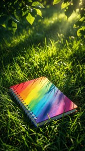 Rainbow Notebook in Grass