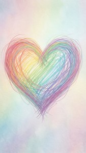 Rainbow Pastel Scribble Heart