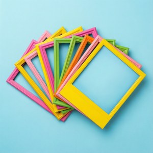Rainbow Polaroid Frames Stack