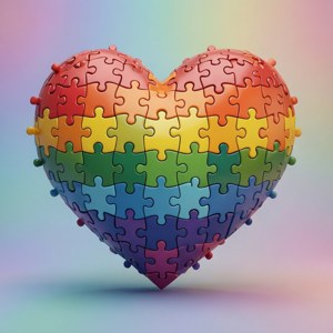 Rainbow Puzzle Heart