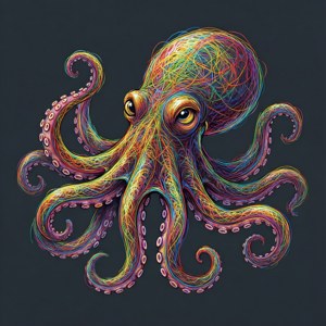 Rainbow Scribble Octopus