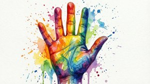 Rainbow Splatter Hamsa
