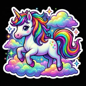 Rainbow Unicorn Glitter Sticker