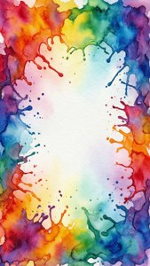 Rainbow Watercolor Border