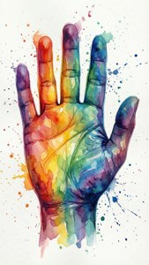 Rainbow Watercolor Hamsa