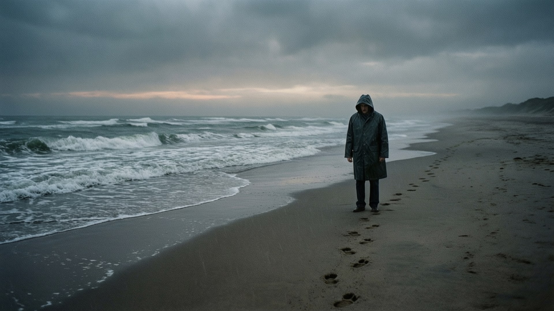 Raincoat Beach Enigma by Wallpapers.art Studio