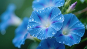 Raindrops Blue Morning Glory