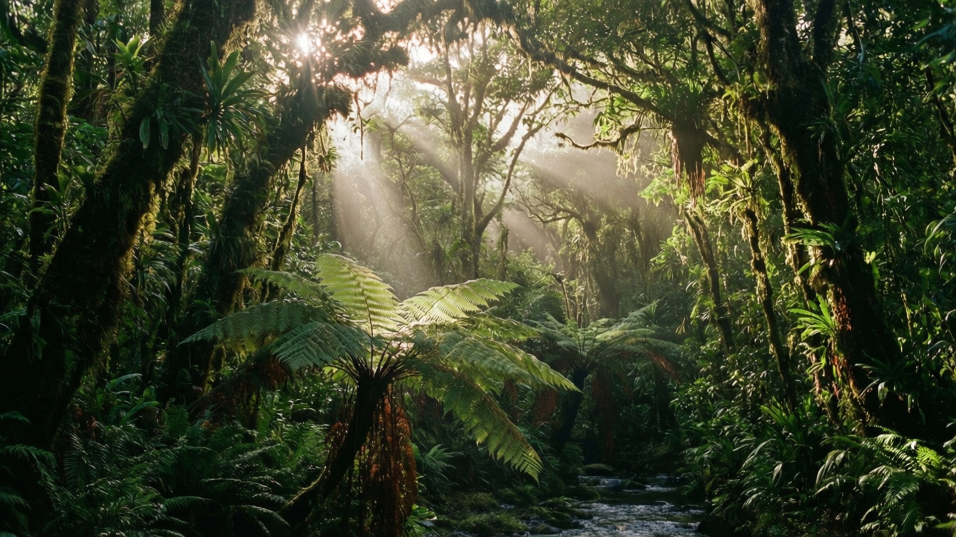 Rainforest Light Beams by Wallpapers.art Studio