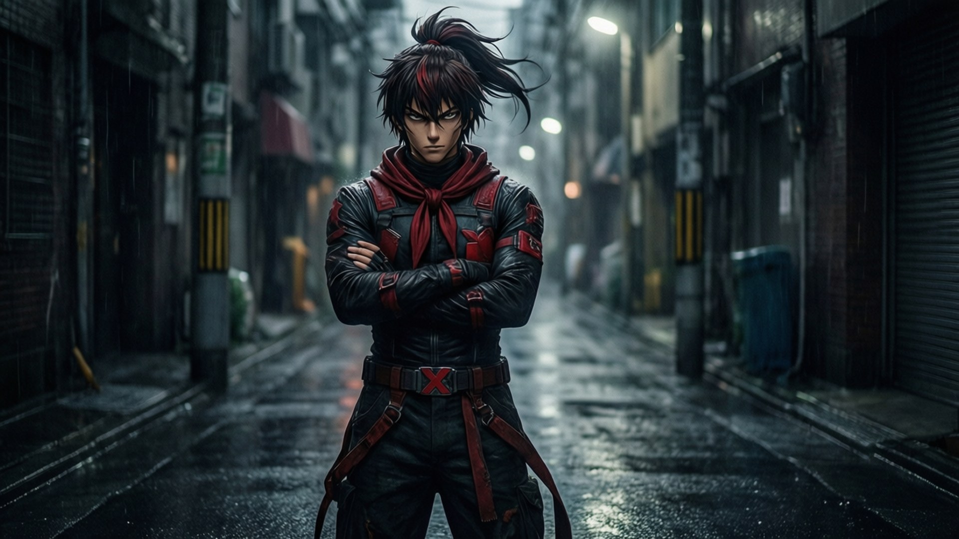 Rainy Alley Stance by Wallpapers.art Studio