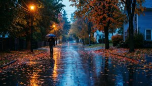 Rainy Autumn Street