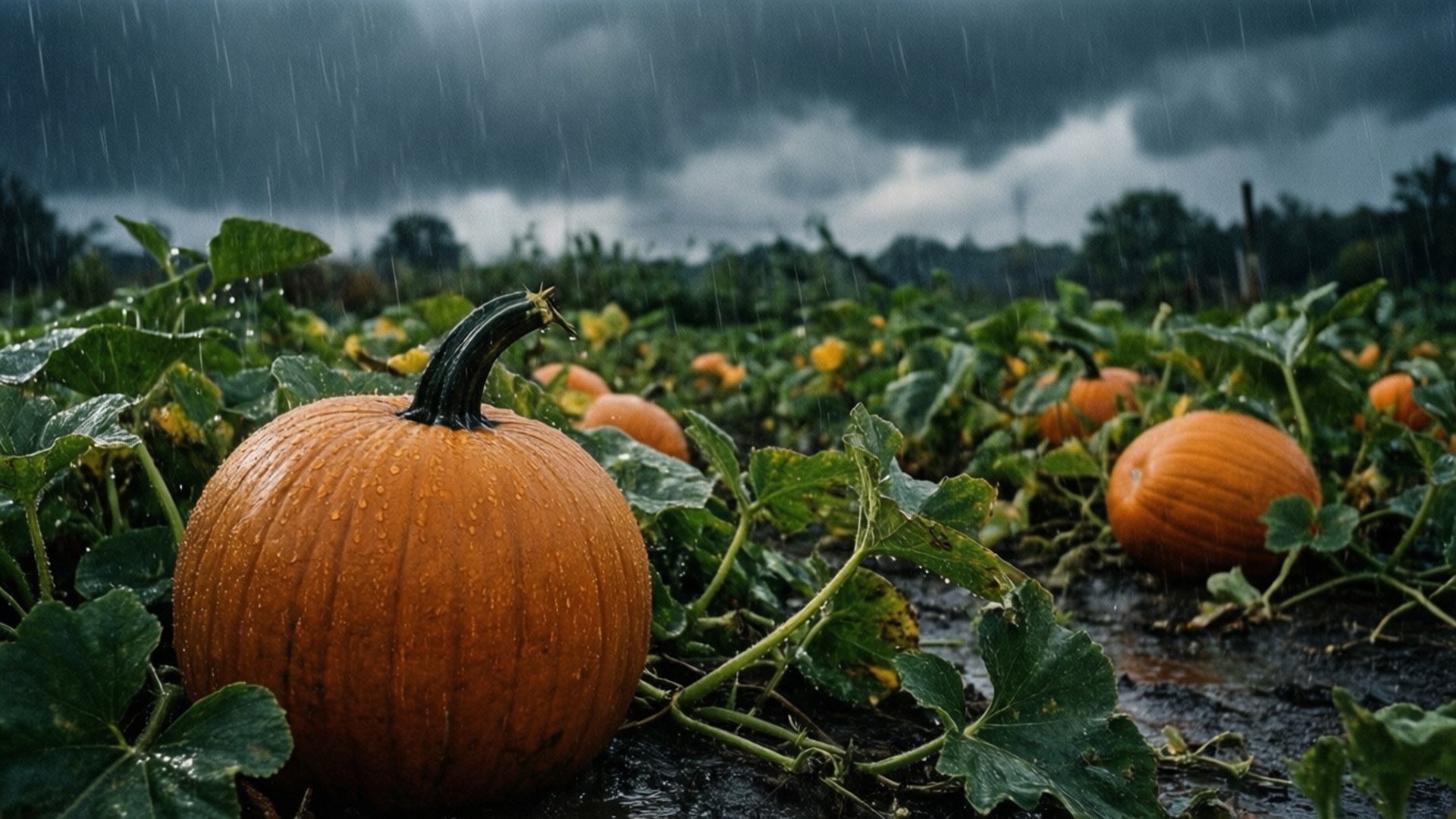 Rainy Day Pumpkins by Wallpapers.art Studio