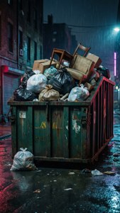 Rainy Dumpster Overflow