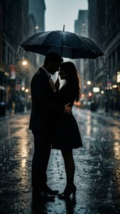 Rainy Embrace Silhouette