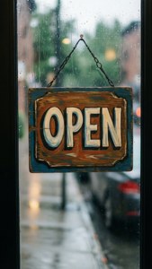 Rainy Glass Door Open