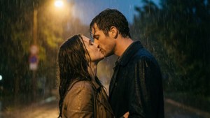 Rainy Kiss Under Light