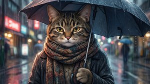 Rainy Neon Cat