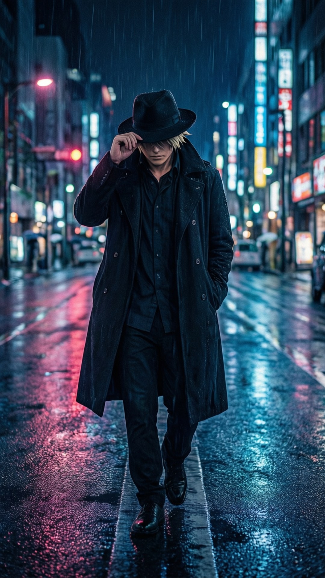 Rainy Neon Night by Wallpapers.art Studio