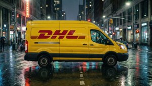 Rainy Night DHL Van