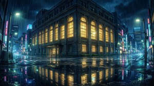 Rainy Night Neon Glow