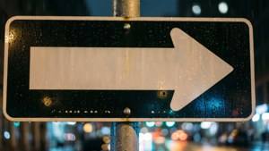 Rainy Night One Way Sign