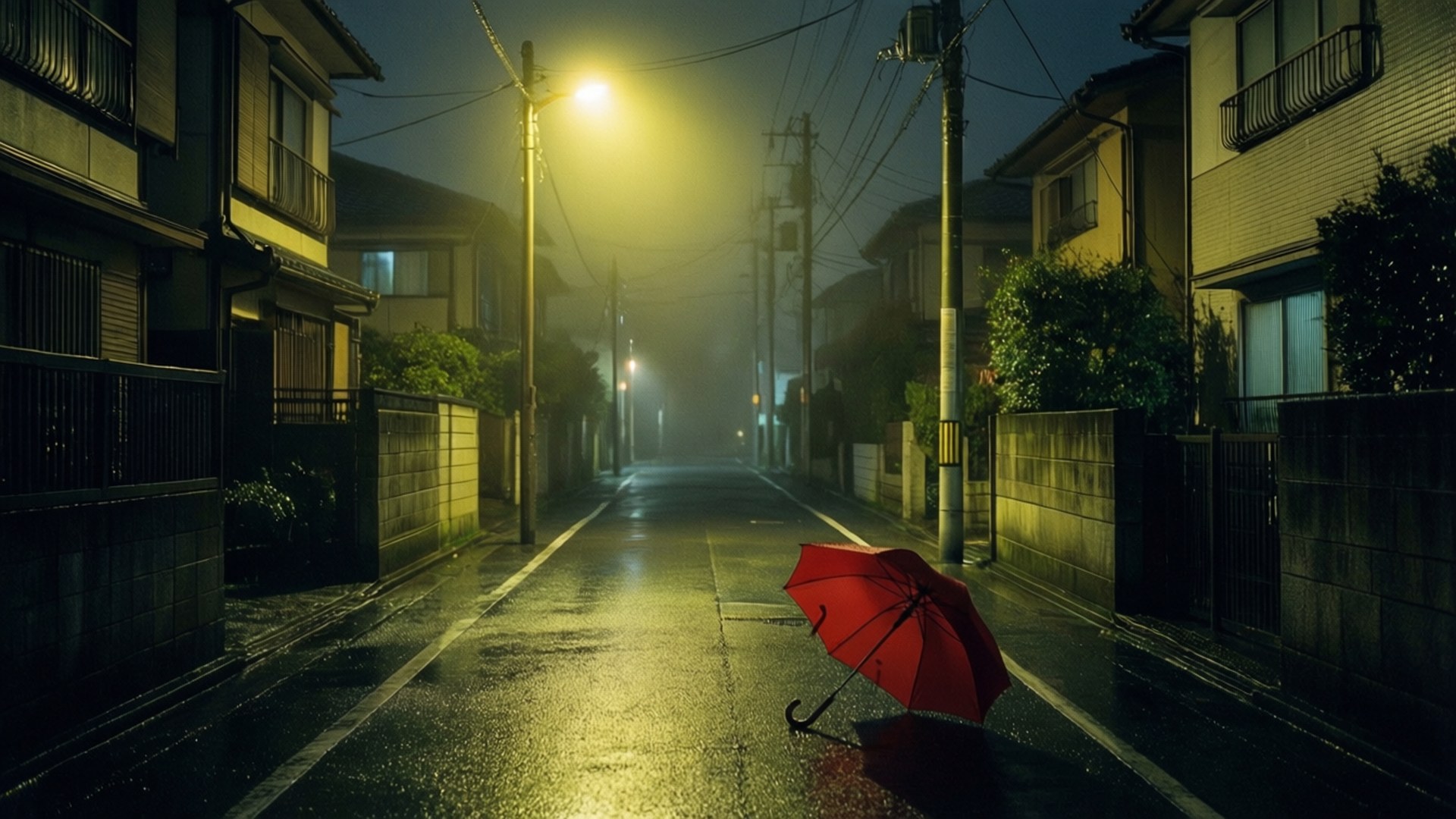 Rainy Night Street by Wallpapers.art Studio
