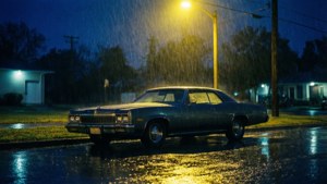 Rainy Night Vintage Car