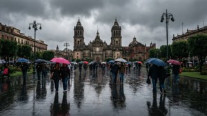 Rainy Plaza Reflections