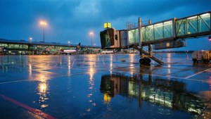 Rainy Runway Reflections