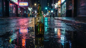 Rainy Street Broken Bottle