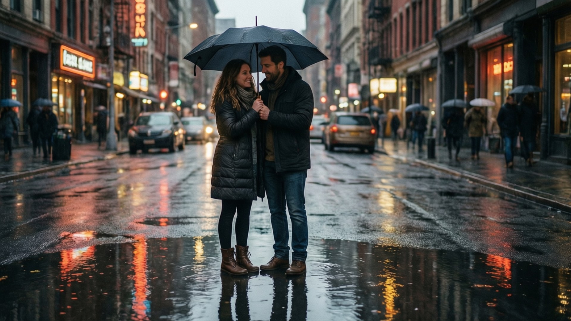 Rainy Umbrella by Wallpapers.art Studio