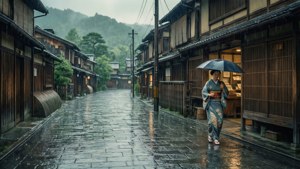 Rainy Village Street