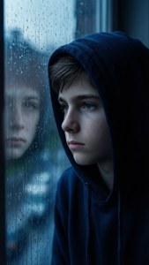 Rainy Window Reflection
