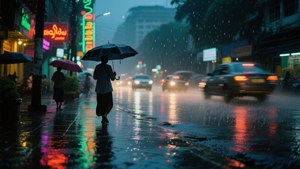 Rainy Yangon Street