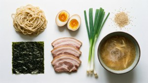 Ramen Ingredients Flat Lay