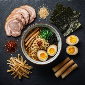 Ramen Ingredients Flat Lay