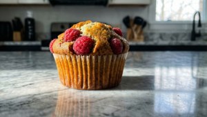 Raspberry Muffin on Marble