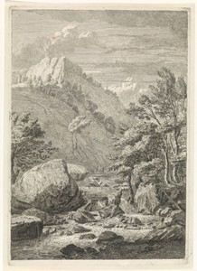Ravijn met een brede waterval