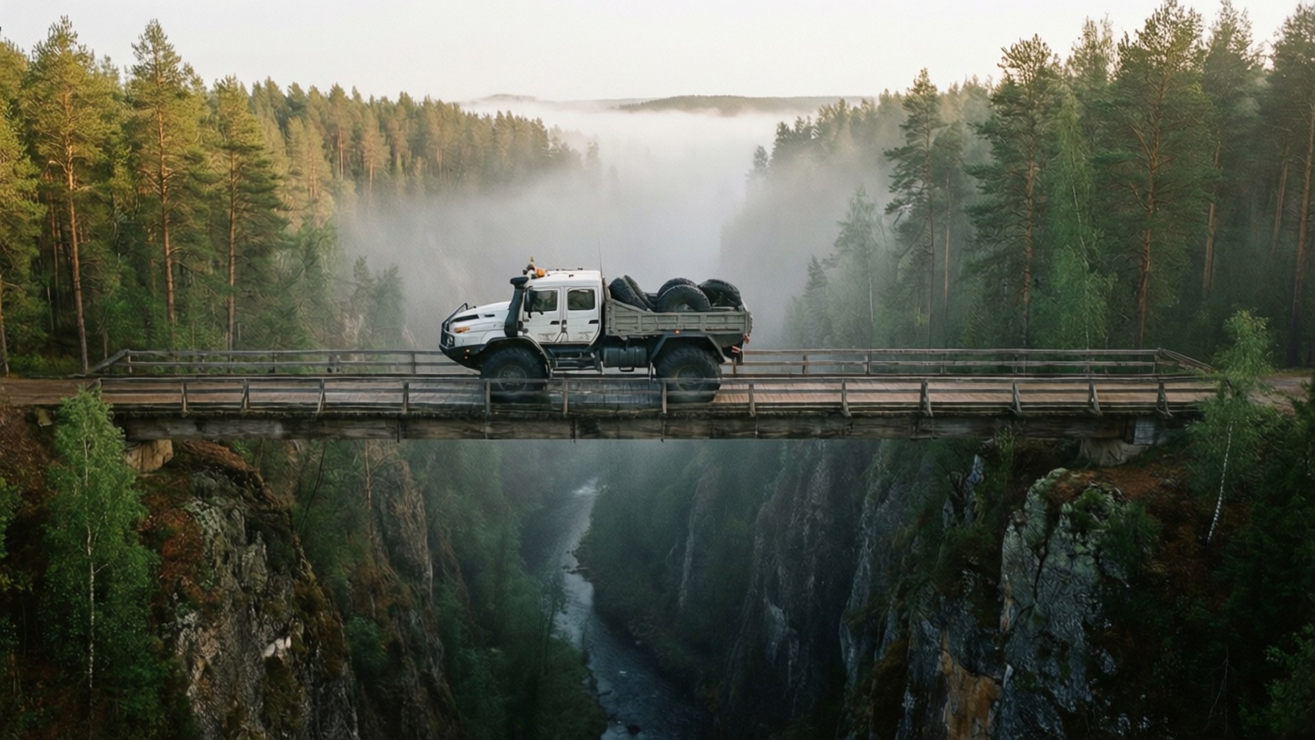 Ravine Bridge Crossing by Wallpapers.art Studio