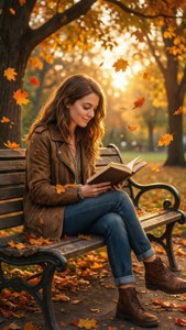 Reading in Autumn Park