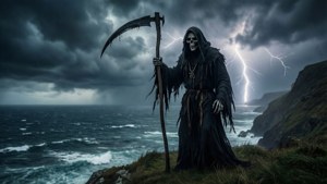 Reaper on the Stormy Cliff
