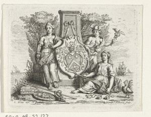 Rechtvaardigheid, Matigheid en Mercurius bij een gedenkzuil