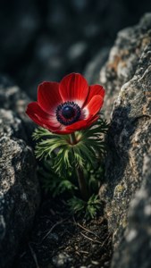 Red Anemone in Rock