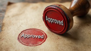 Red Approval Stamp on Parchment